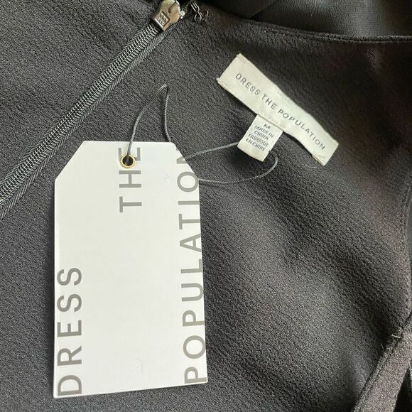 DRESS THE POPULATION Alicia Mixed Media Midi Dress Size M - Picture 5 of 10